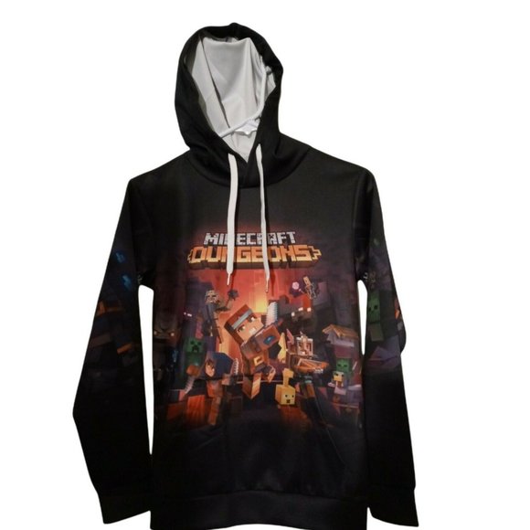 COPY - Minecraft Black Pullover Hoodie Jacket Hood Big Pocket Lined Small/ Medi… - Picture 1 of 12